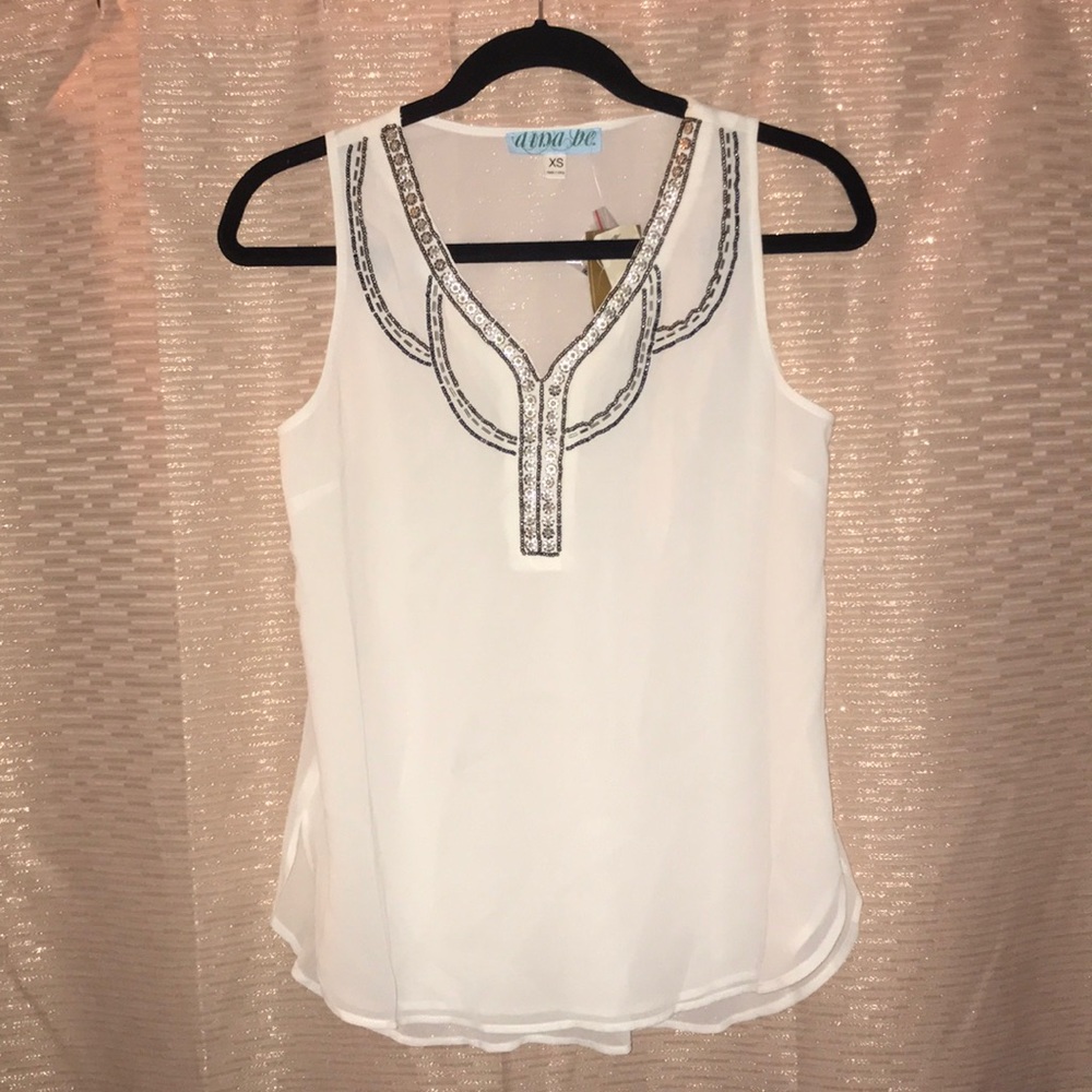 White beaded blouse